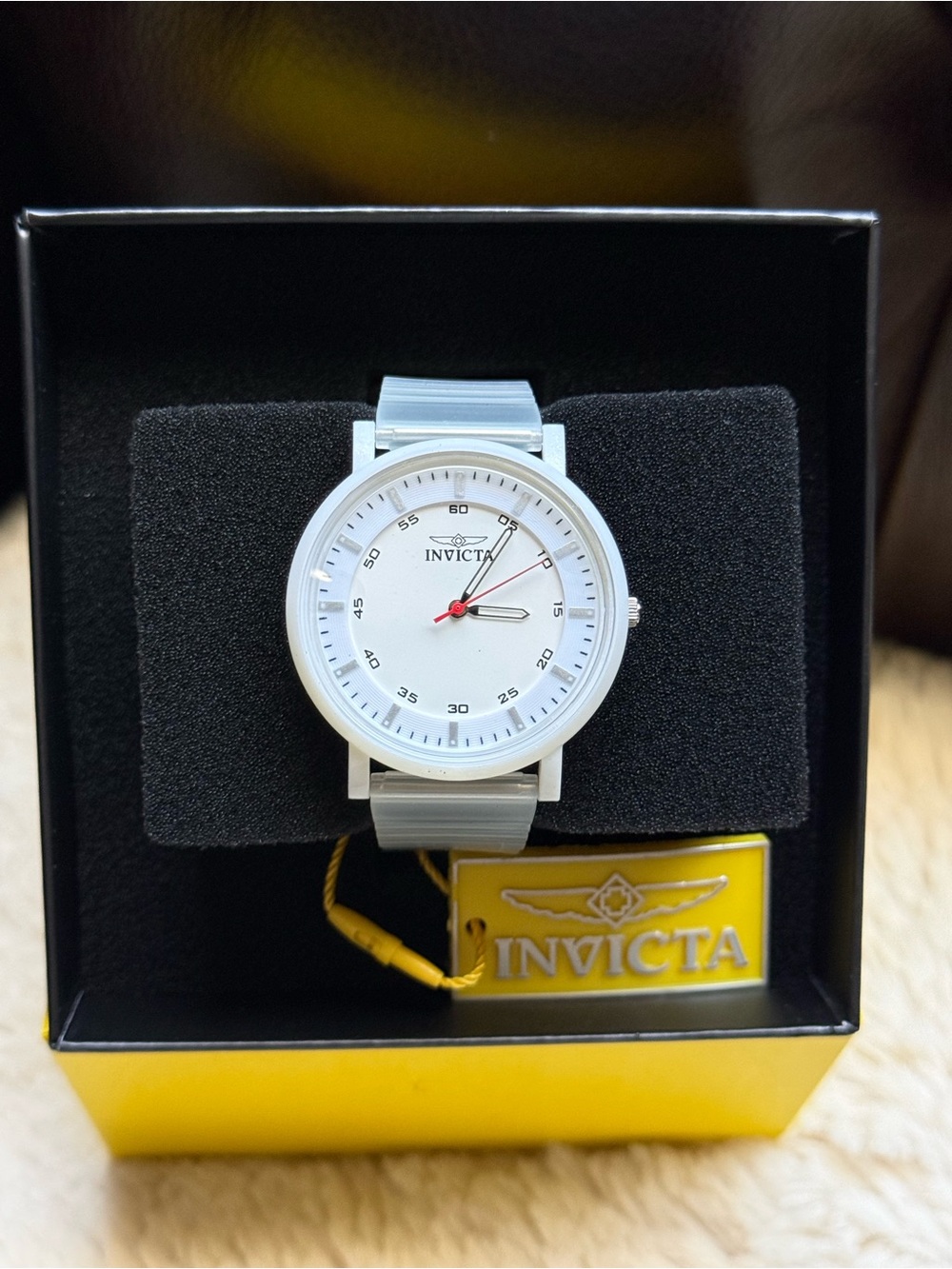 Invicta NIB White Minimalist with Translucent Plastic Strap Unisex Watch